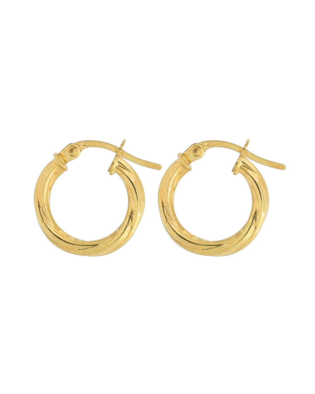 9CT Y/G TWIST HOOPS 2mm/10mm
